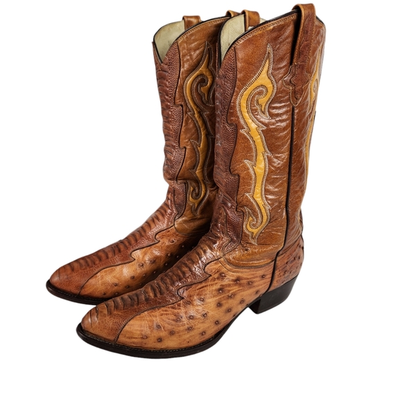 Rudel Other - Rudel Vintage Ostrich Caiman Alligator Exotic Leather Western Boot Mens Size 14E